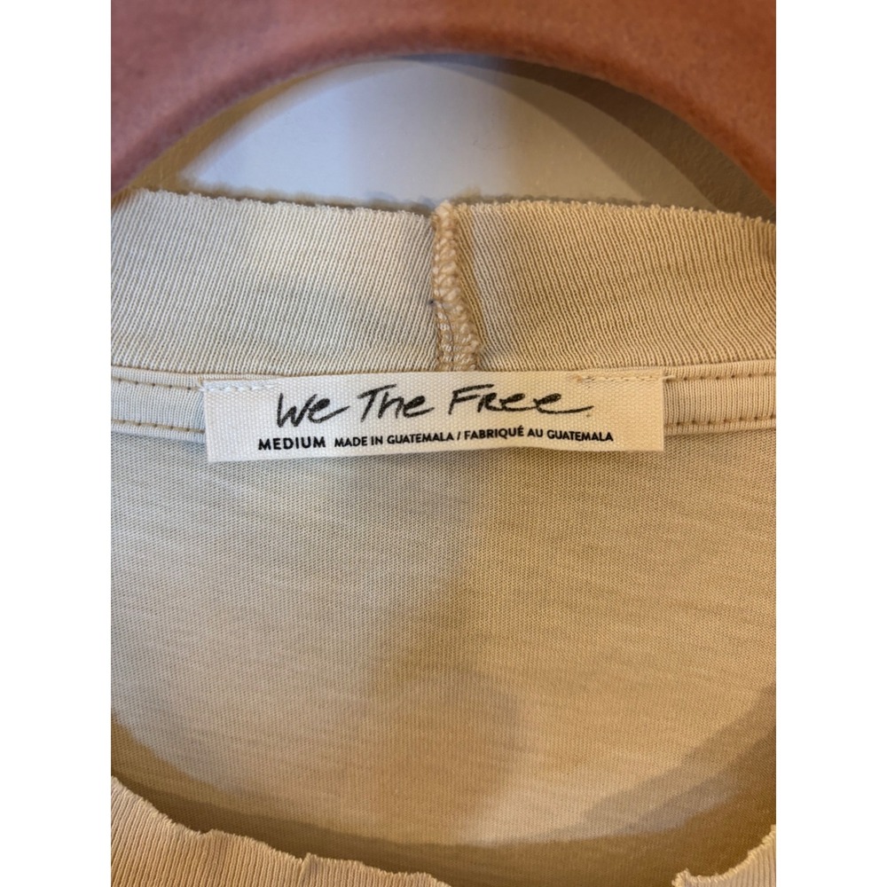 We The Free People Beige Cotton 3/4 Sleeve T Shirt M - Picture 4 of 6